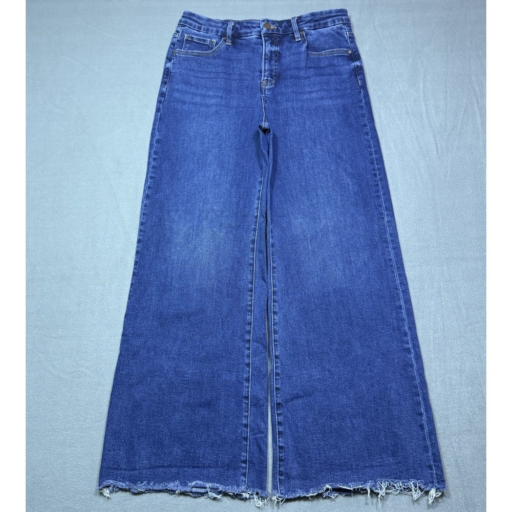 Risen Jeans Womens 15/32 (32x30) Wide-Leg Flared Frayed Boho USA Stretch Denim